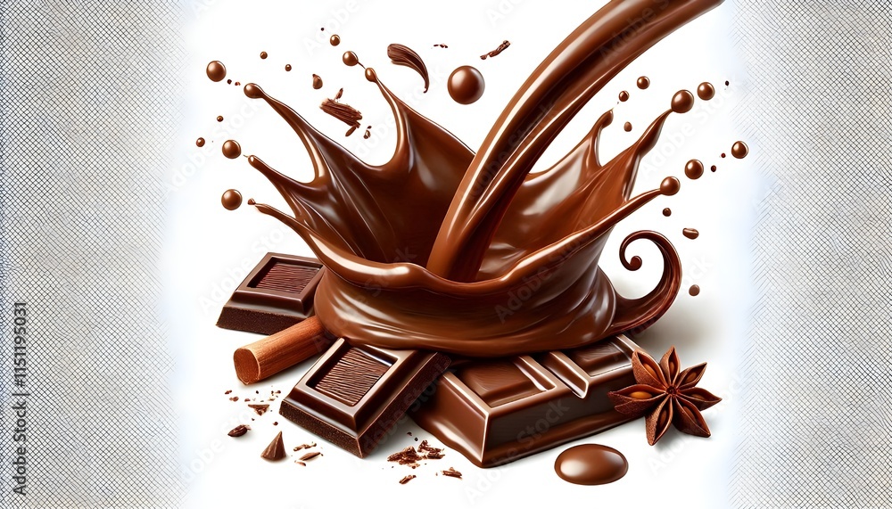 Fototapeta premium Set of melted chocolate splashes, cut out