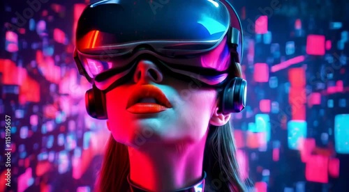 3d illustration of a girl in virtual reality glasses. 3d rendering