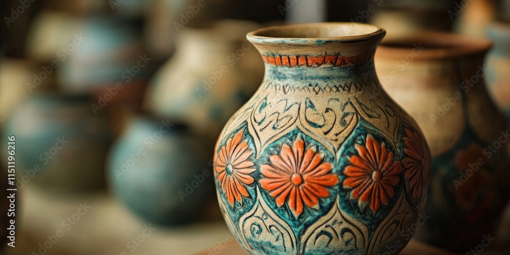 Decorative background featuring a unique pottery vase pattern, showcasing intricate designs and textures that highlight the beauty of pottery vase craftsmanship and artistry. Decorative background featuring a unique pottery vase pattern, showcasing intricate designs and textures that highlight the beauty of pottery vase craftsmanship and artistry.