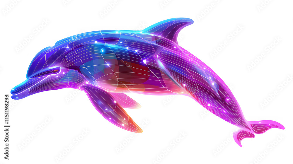 Obraz premium The Neon Dolphin Light Painting in Modern Visual Displays