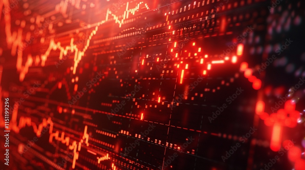 Obraz premium Declining stock market graph on a digital screen