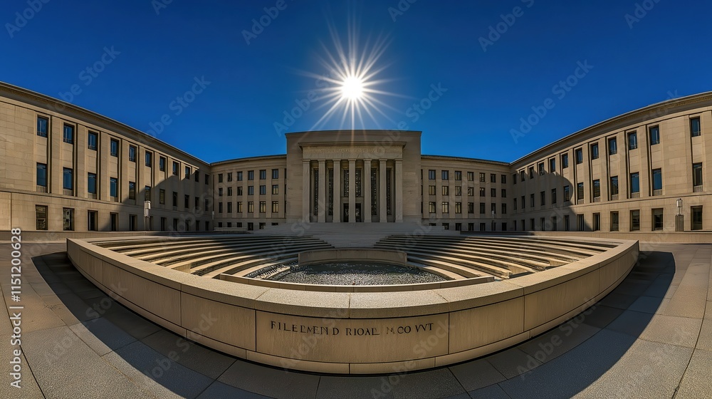 Fototapeta premium Historic Federal Reserve building exterior showcasing architectural grandeur and economic significance, embodying stability and financial stewardship in modern society.