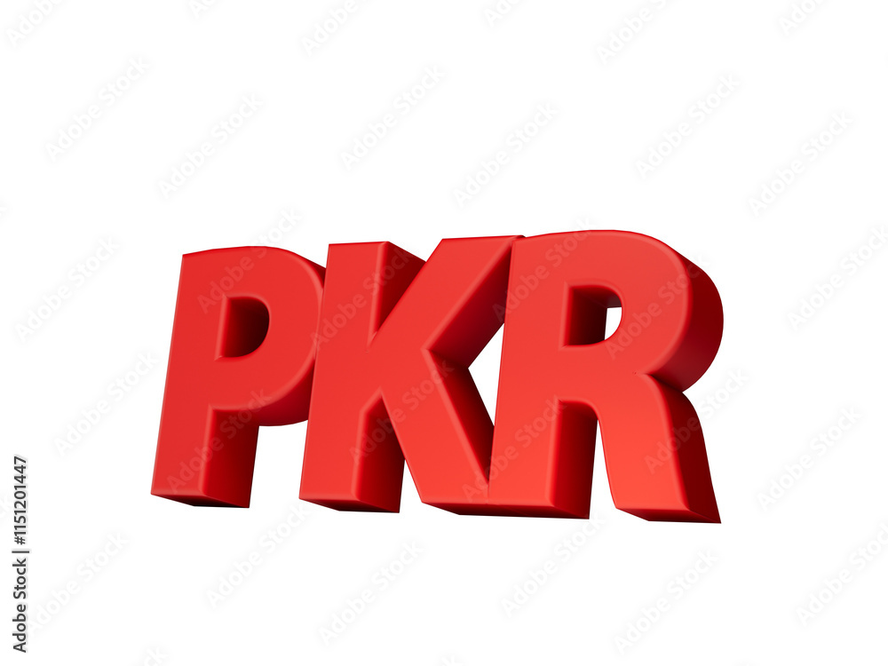 3d Red Shiny Pakistani Rupee PKR Currency Icon Isolated On White Background, 3d illustration 3d Red Shiny Pakistani Rupee PKR Currency Icon Isolated On White Background, 3d illustration