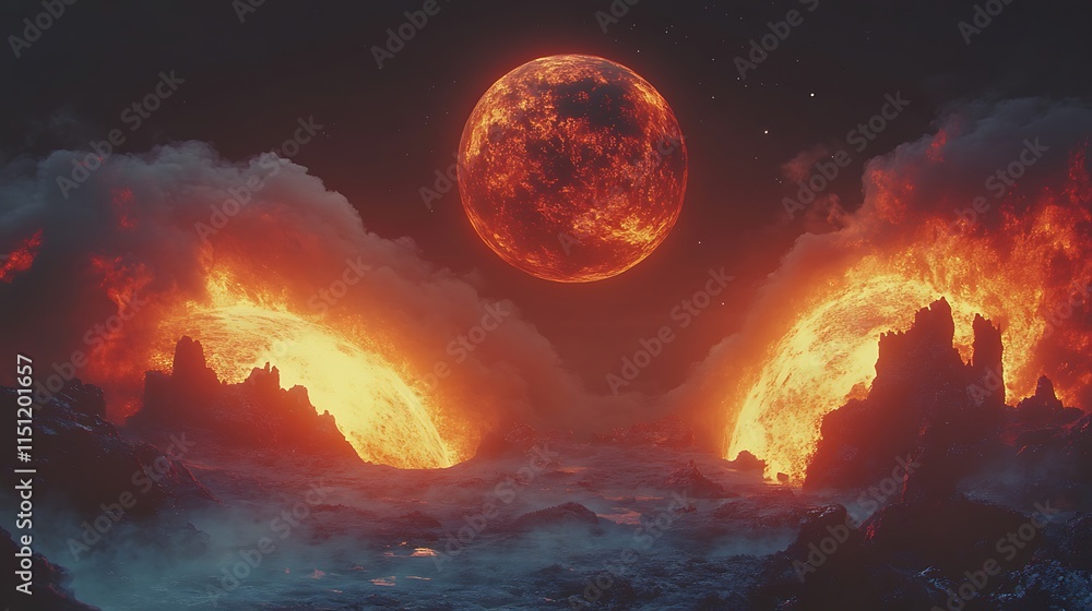 Two planets float in the vastness of space Two planets float in the vastness of space