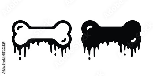 dog bone icon vector color Sagging Flowing splash graffiti logo symbol cartoon character illustration clip art isolated