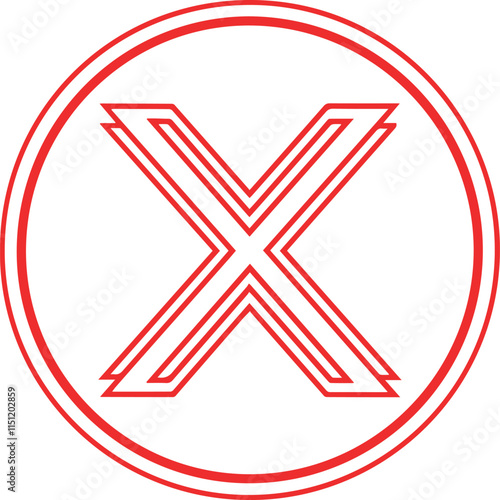 Red Outline "X" in a Circle - Perfect for Rejection or Prohibition Images