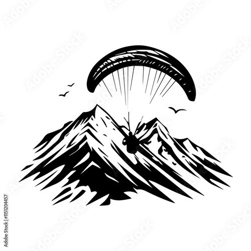 Paraglider Soaring Over Majestic Mountains
