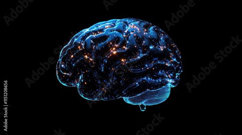 A glowing, abstract representation of a brain with cosmic elements.