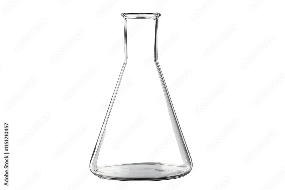 Empty Erlenmeyer chemical flask isolated on transparent background.
