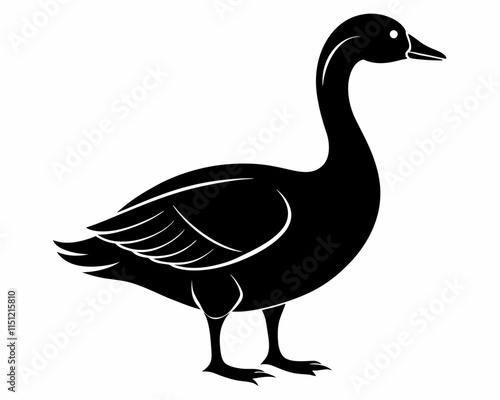 silhouette of Goose vector on white background