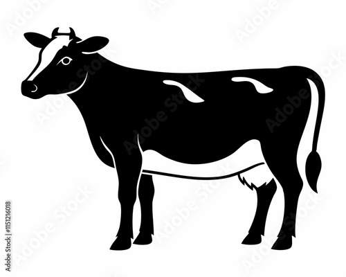 silhouette of cow vector on white background 