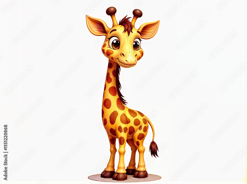 Fototapeta premium Beautiful cartoon giraffe isolated on white background