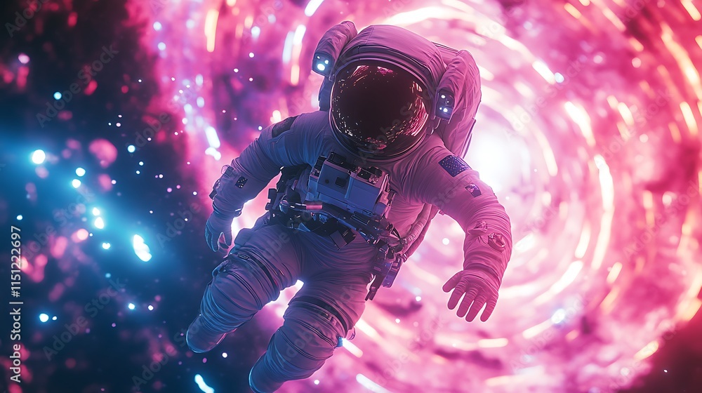 An astronaut floating near a glowing time rift, vibrant spirals of light bending around the void, cinematic lighting highlighting their reflective visor, hd quality, An astronaut floating near a glowing time rift, vibrant spirals of light bending around the void, cinematic lighting highlighting their reflective visor, hd quality,