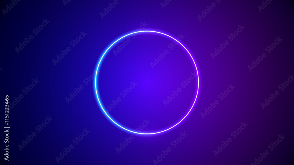 Neon circle gradient frame. Glowing isolated ring shape on a dark background. Vector illustration Neon circle gradient frame. Glowing isolated ring shape on a dark background. Vector illustration