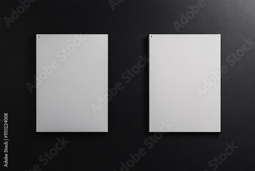 Blank Posters on a Black Wall - Modern Design Mockup