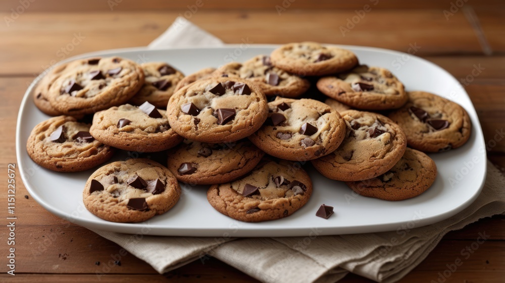 A Plate of Delicious Chocolate Chip Cookies A Plate of Delicious Chocolate Chip Cookies