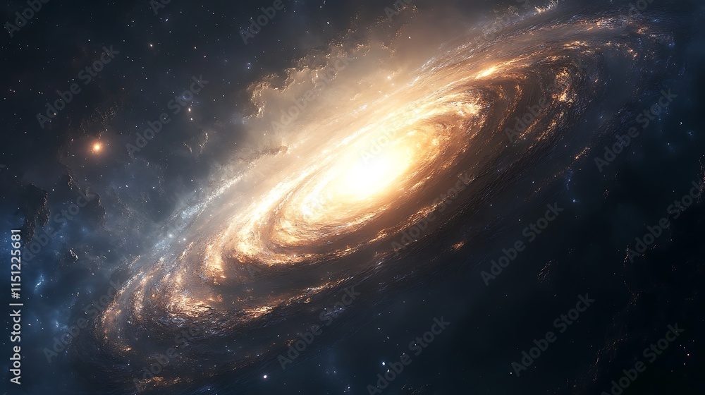 Fototapeta premium An astronaut hovering alone, a massive spiral galaxy glowing brightly behind them, intricate starlight patterns adding depth, cinematic lighting casting subtle shadows, hd quality,