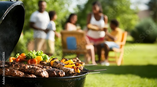 Wallpaper Mural a family enjoying a barbecue in their backyard on a warm summer evening. Torontodigital.ca