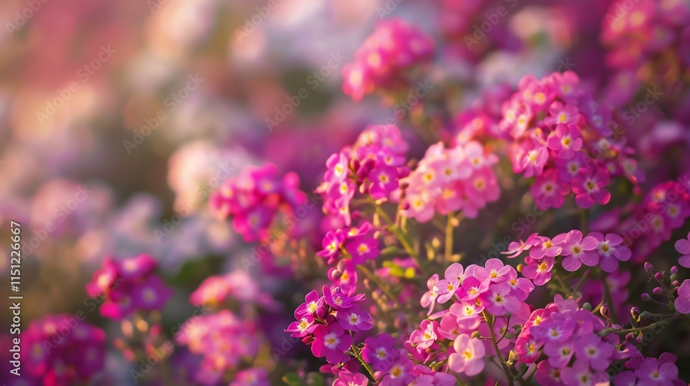 Vibrant Pink Flowers in a Garden at Sunset Vibrant Pink Flowers in a Garden at Sunset