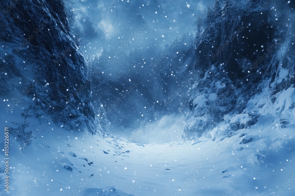 Snowy mountain pass blizzard. Snowy mountain pass blizzard.