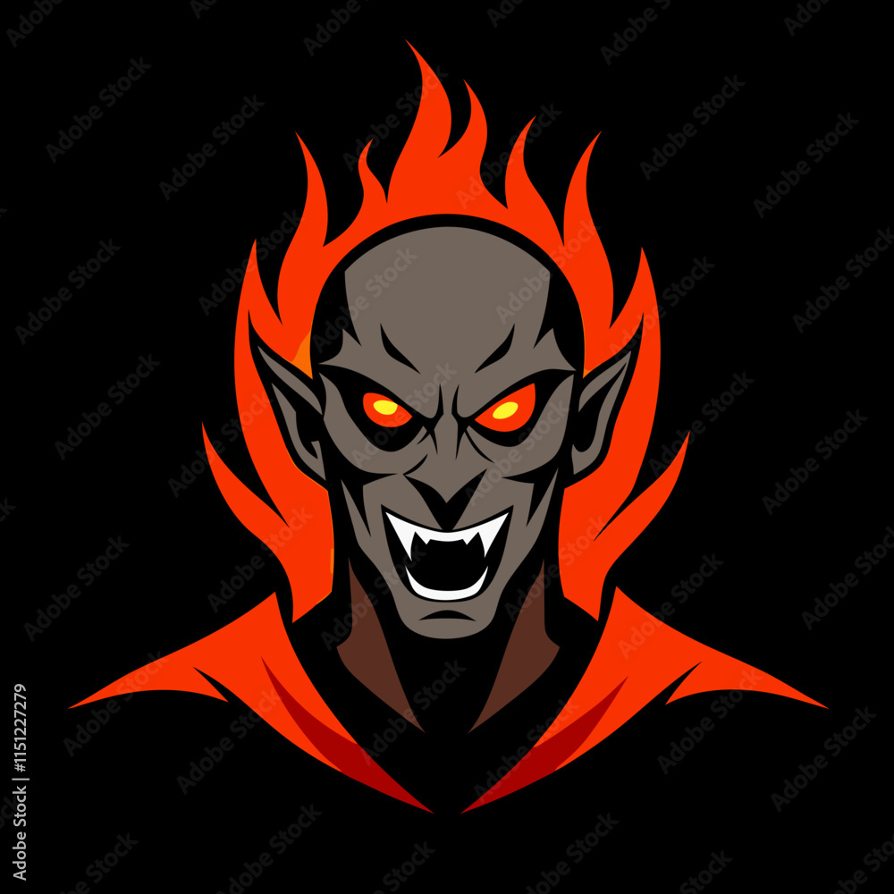 Hypnotic Vampire Portrait in Flames Perfect for T-Shirt Designs Hypnotic Vampire Portrait in Flames Perfect for T-Shirt Designs
