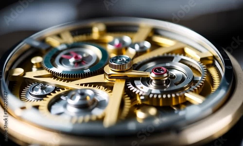 Close-up view of intricate watch movement mechanism.