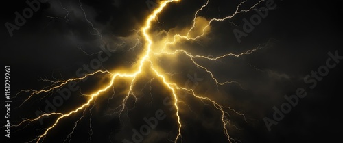 Yellow lightning black and dark abstract background