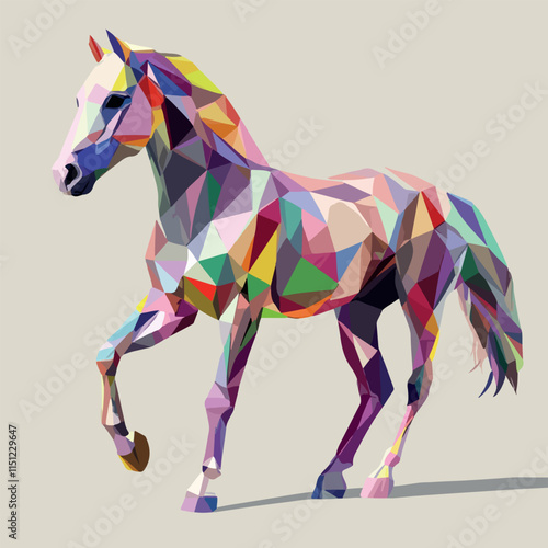 Colorful Low Poly Horse Vector illustration on isolated background