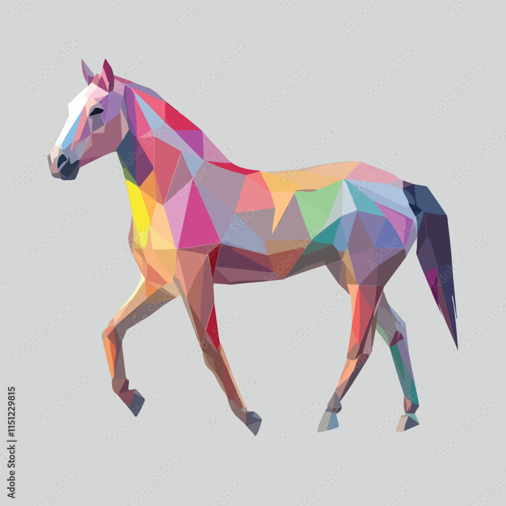 Obraz premium Colorful Low Poly Horse Vector illustration on isolated background