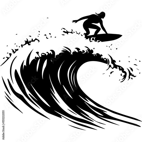 Surfer Riding a Massive Wave