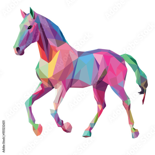 Colorful Low Poly Horse Vector illustration on isolated background