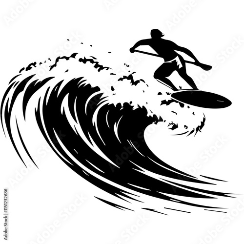 Surfer Riding a Massive Wave