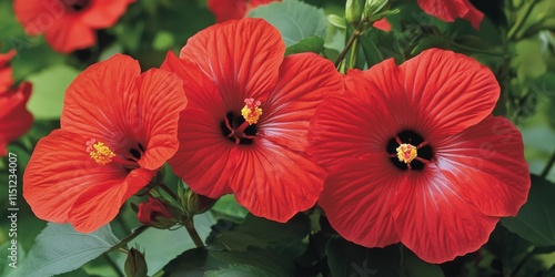 Wallpaper Mural Vibrant red hibiscus blooms, also known as scarlet rose mallow, showcase stunning petals that enhance any garden. Capturing the beauty of red hibiscus adds a splash of color to floral arrangements. Torontodigital.ca