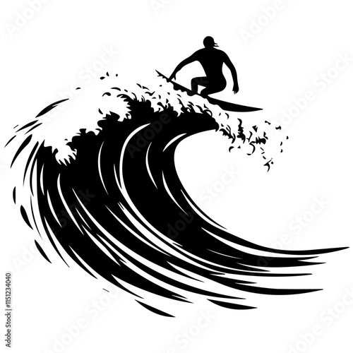 Surfer Riding a Massive Wave