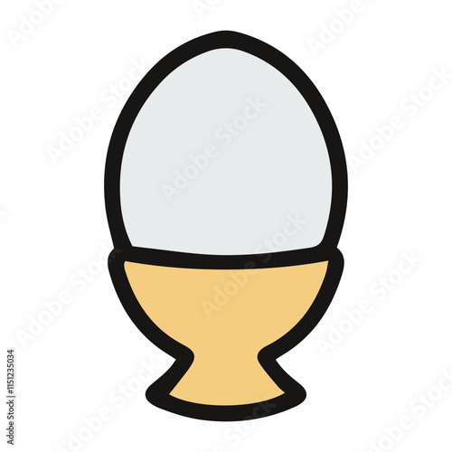 Schilderij op canvas vector illustration of hard boiled egg in egg holder, ready to eat for breakfast