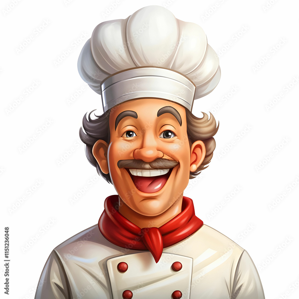 chef smiling over on white background