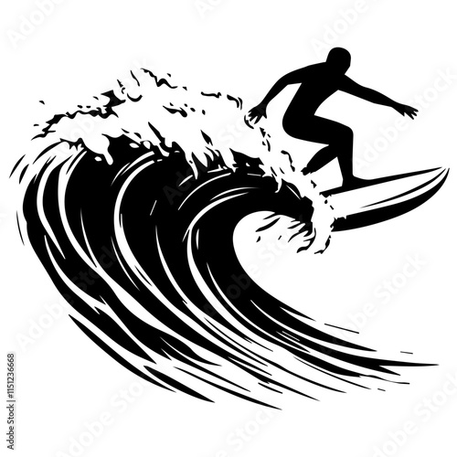 Surfer Riding a Massive Wave
