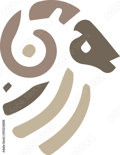 Abstract modern horned goat animal anagram symbol logo icon design as a silhouette depiction of a mascot emblem of a large growing company