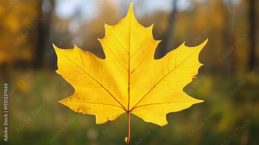 Vibrant yellow maple leaf captured on a beautiful autumn day, showcasing the exquisite colors of fall. The yellow maple leaf represents the essence of autumn s beauty.