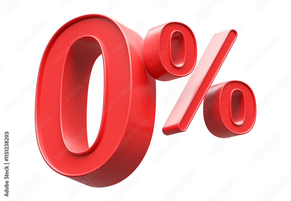 0 Percent Number Red 3D Render 0 Percent Number Red 3D Render