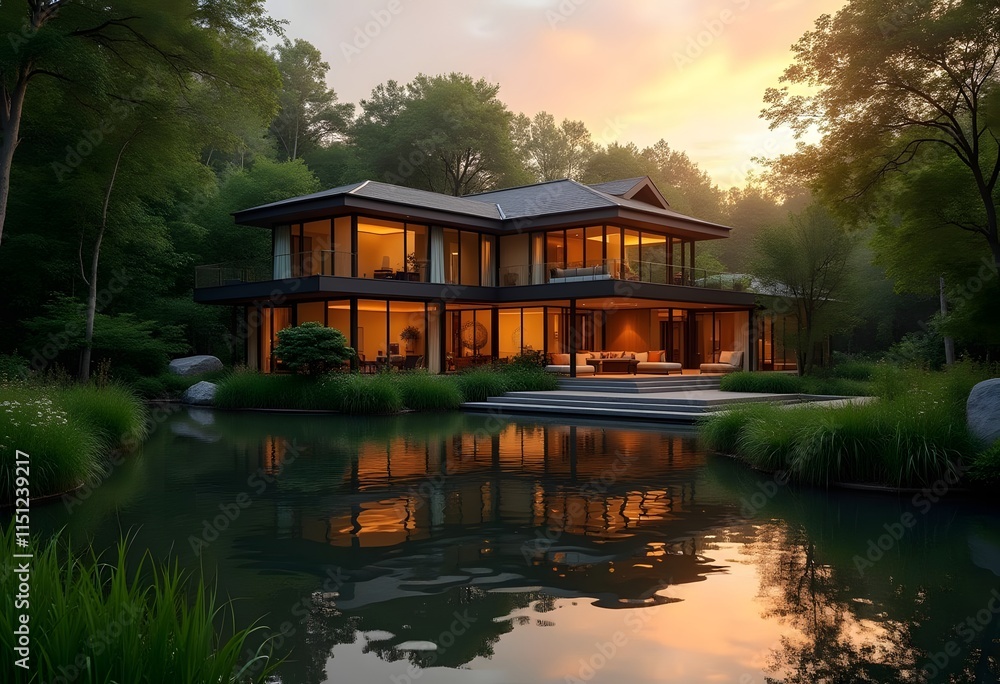3d rendering of modern cozy house, illustration
3d rendering of modern cozy house, illustration