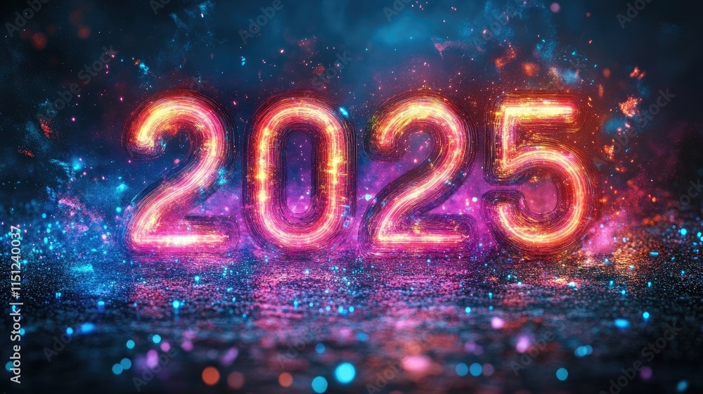 Creative New Year greeting card with futuristic Creative New Year greeting card with futuristic