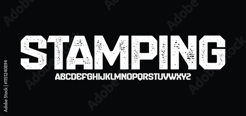 Rough Textured Heavy Font. Rolled Ink and Letterpress Texture Typeface
