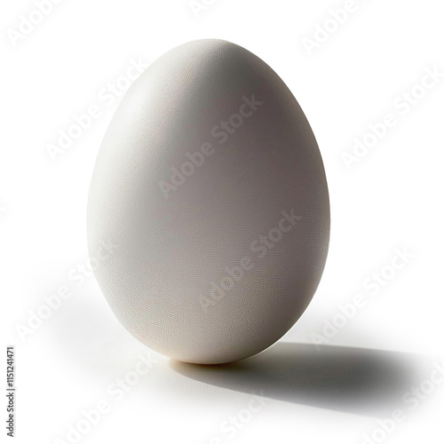 one pristine ostrich egg on a white surface, styled simply with minimalistic photo