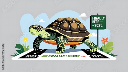 Tortoise Reaching Destination Year Two Thousand Twenty Five photo