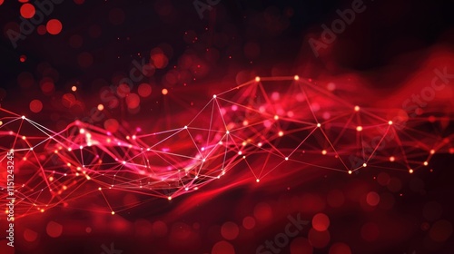 Abstract red and black wave with glowing nodes and lines, representing data or connectivity.
