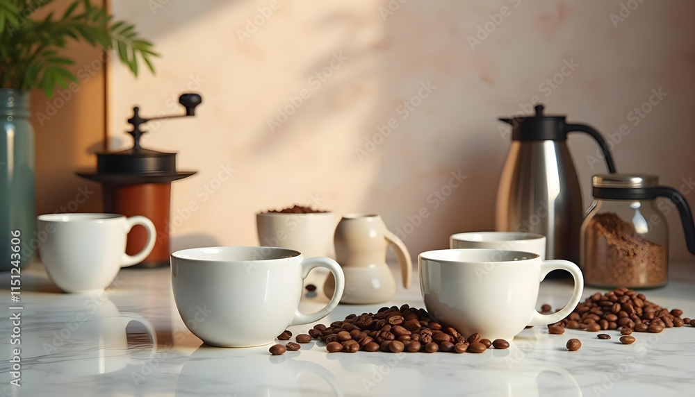 Fototapeta premium cup of coffee with beans