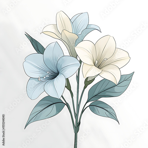 A beautiful vector art illustration of Alstroemerias flowers, showcasing their elegant petals and vibrant colors. Created with generative AI.