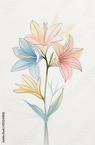 A beautiful vector art illustration of Alstroemerias flowers, showcasing their elegant petals and vibrant colors. Created with generative AI.