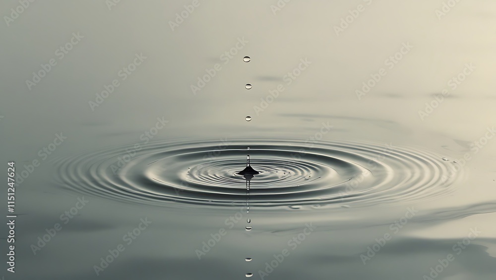 Water droplet falling creating concentric ripples Water droplet falling creating concentric ripples